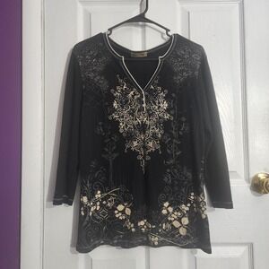 Vintage Black Embellished Graphic Shirt